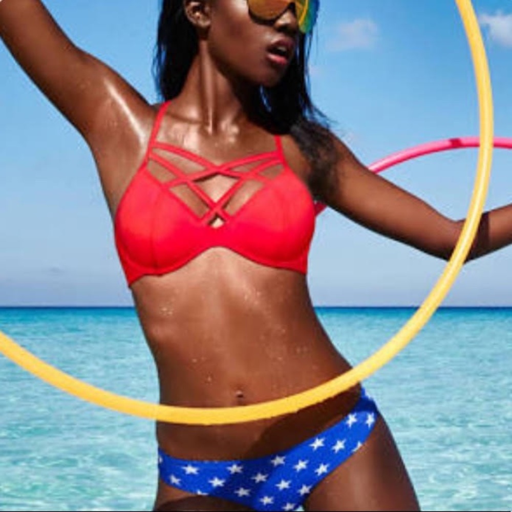 PINK Cage Front Swim Top!